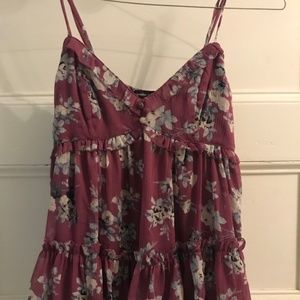 Purple Floral Spaghetti Strap Top